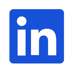 LinkedIn logo with white letters 'in' on a blue square background.