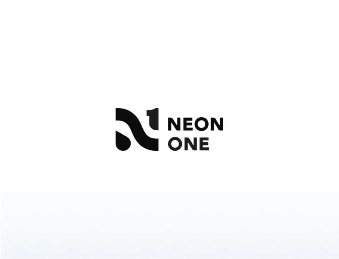 Black stylized logo with the text 'NEON ONE' on a white background.