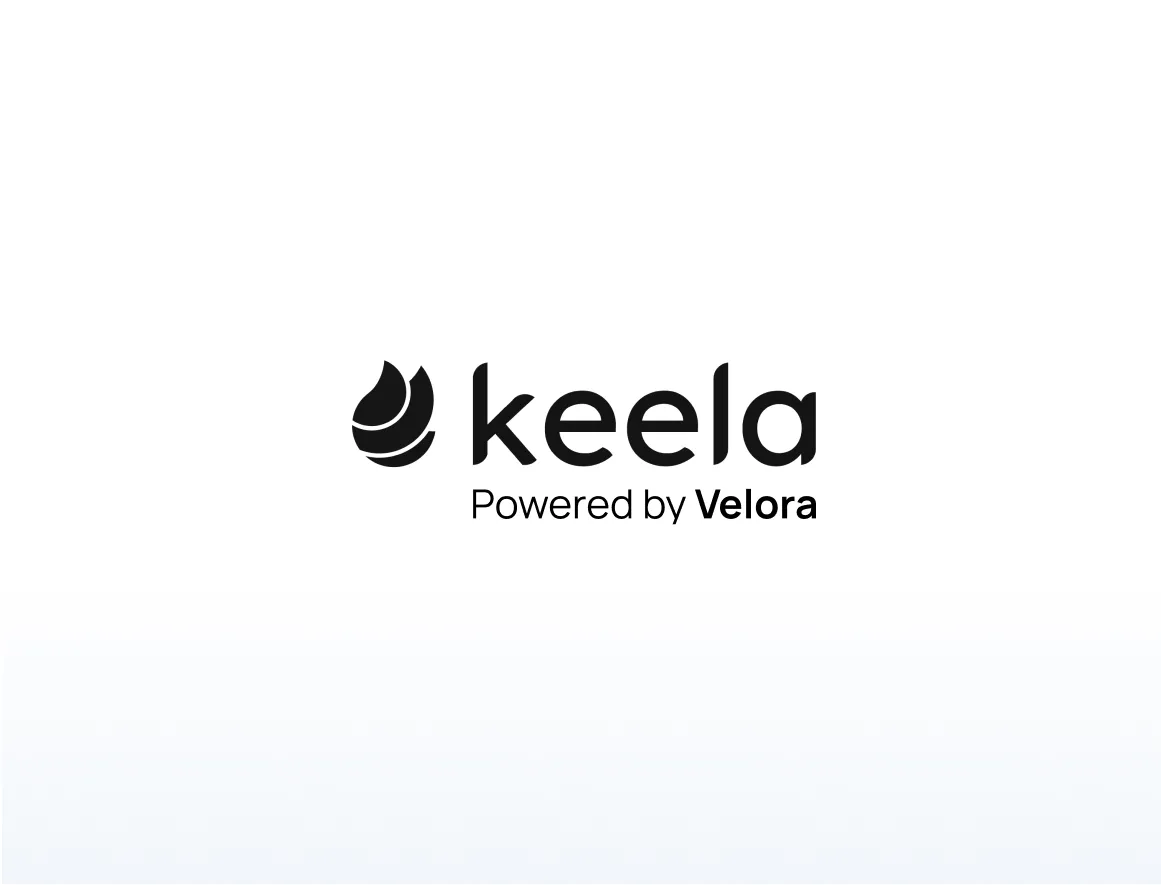 Keela logo with the text 'Powered by Velora' underneath.