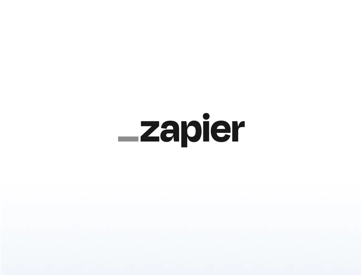 Zapier company logo with a gray underscore before the word zapier in black text.