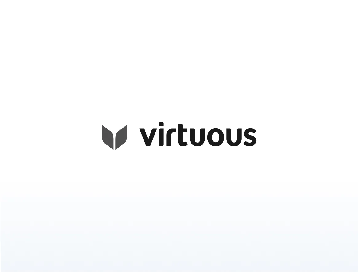 Virtuous logo with a stylized V-shaped icon representing two leaves.
