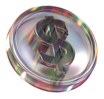 3D image of a coin with a dollar sign