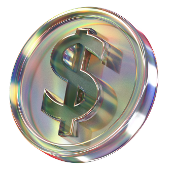 3D image of a coin with a dollar sign