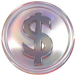 3D image of a coin with a dollar sign
