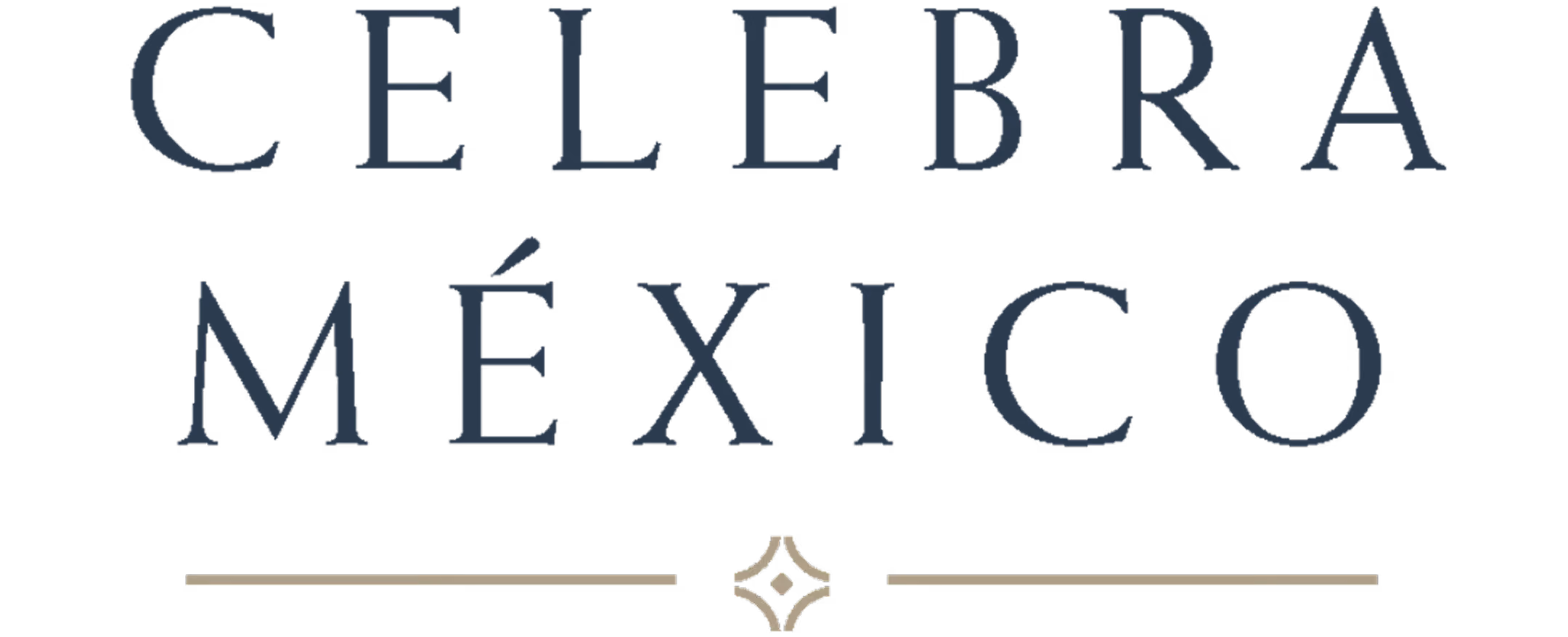 Texto grande que dice Celebrar México con un símbolo decorativo debajo.