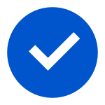 A blue icon of a circle with a tick in the middle