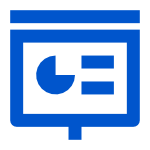 A blue presentation icon representing a client pitch