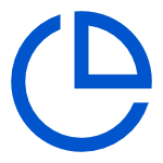 A blue pie chart icon