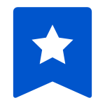 A blue badge and star icon