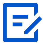 A blue icon of a document and plan. This icon represents planning.