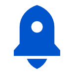 A blue rocket icon representing accelerated discovery