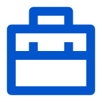 A blue briefcase icon representing careers
