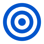 A blue target icon representing success