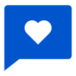 A speech bubble and heart representing engagement