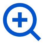 A blue search and plus icon representing a single source of truth