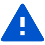 A blue warning sign representing risk