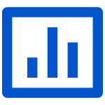 A blue chart icon
