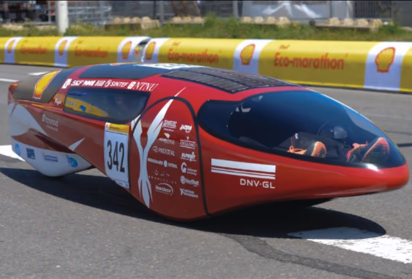 A Fuel Fighter car on track at Shell Eco-marathon