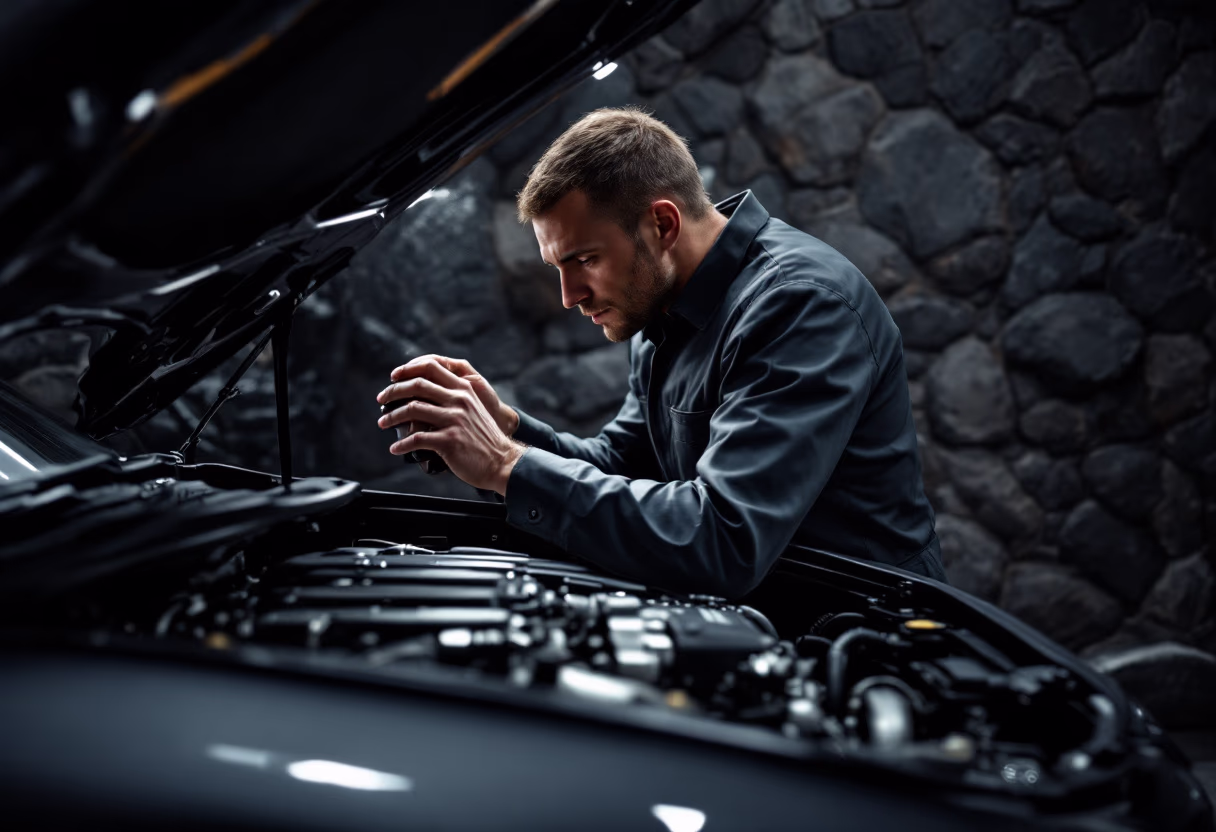 image of mechanics at work on a car