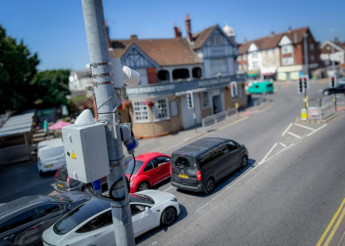 TES Mini Blue compact ANPR camera installed at the roadside