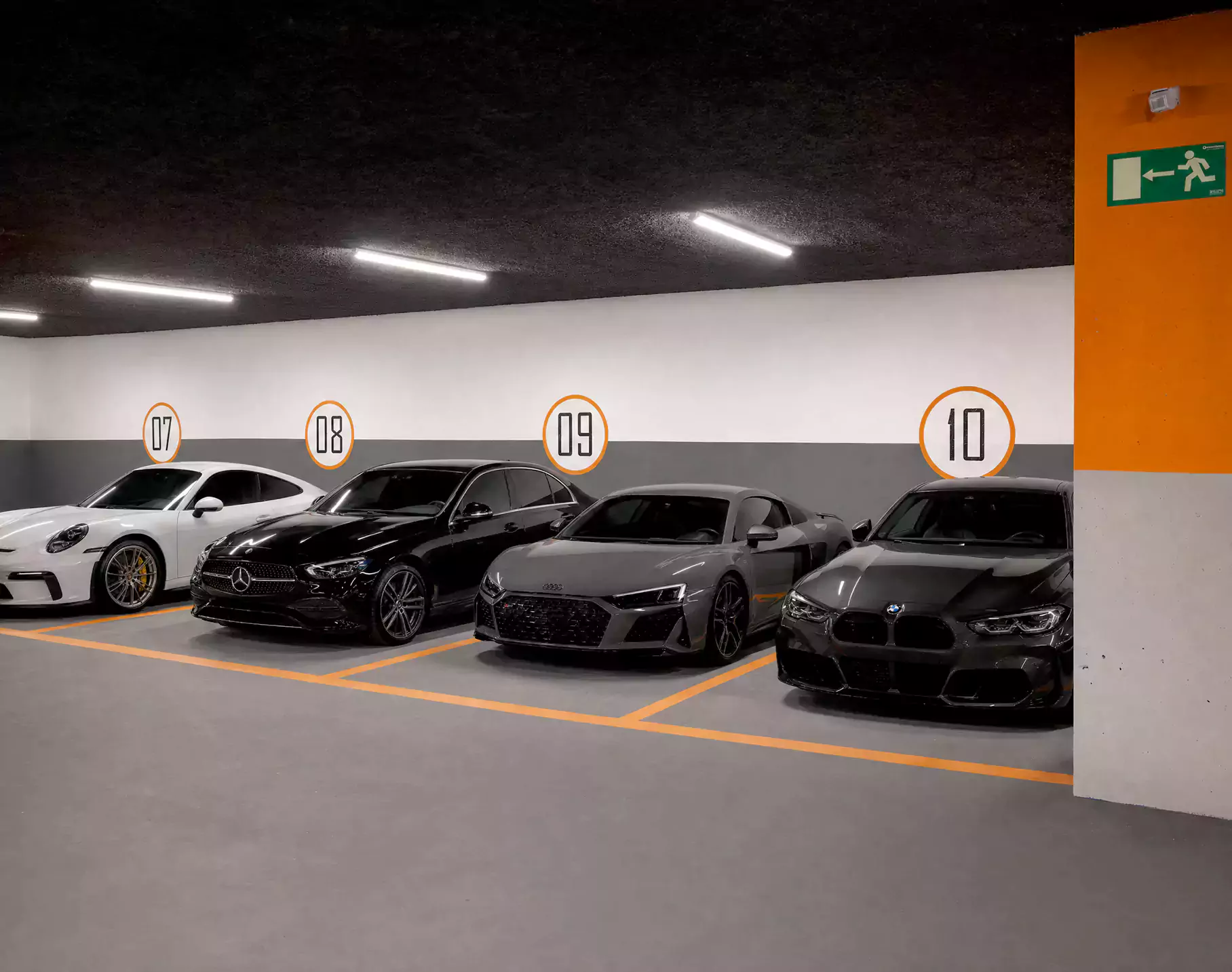 Private underground parking at Còrsega Residences