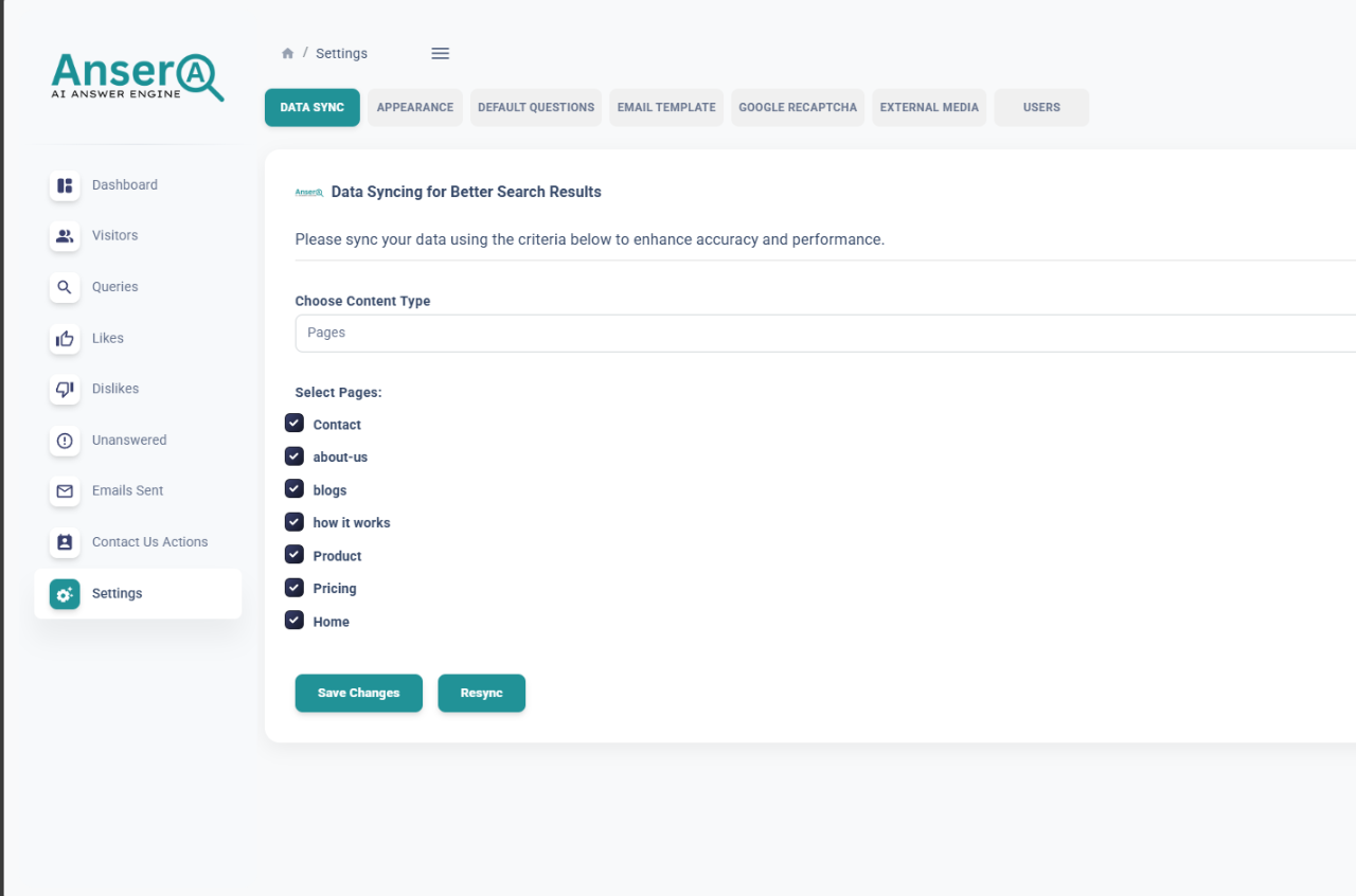Ansera Settings/Customization