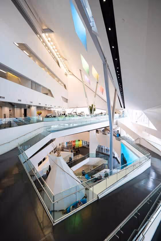 The inside of Stanley Milner Library