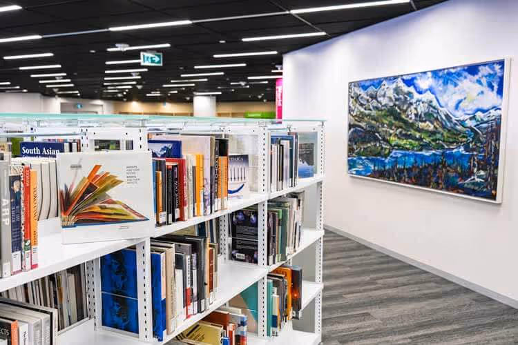 Shelf of books at the Edmonton Public Library