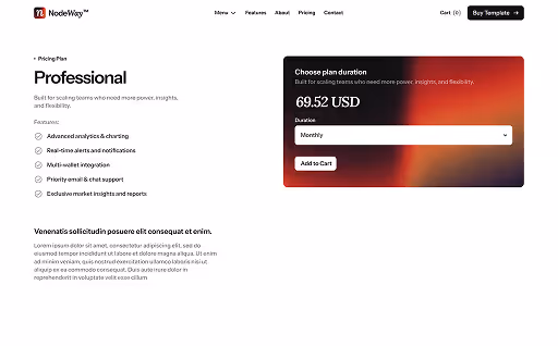 Pricing product page background image