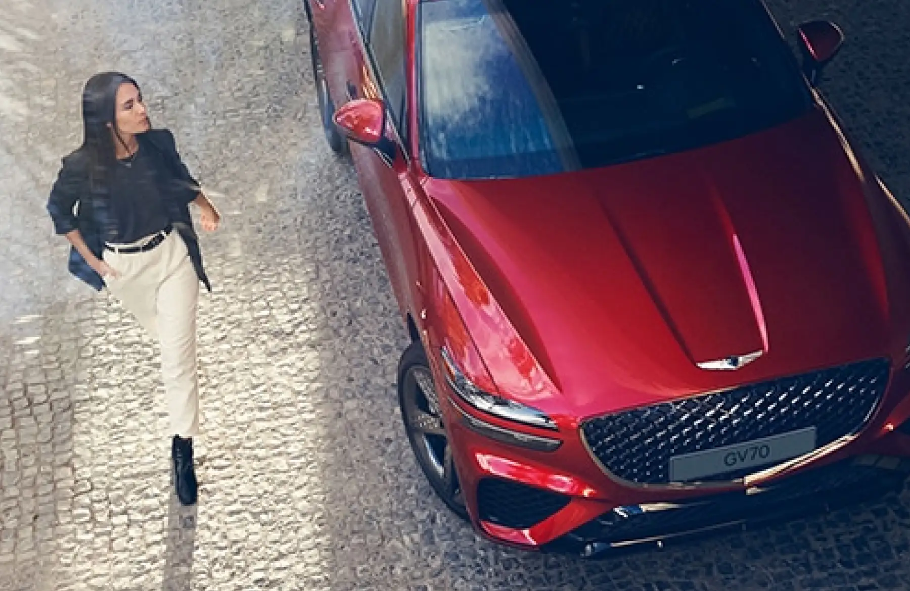 Woman beside Genesis GV70