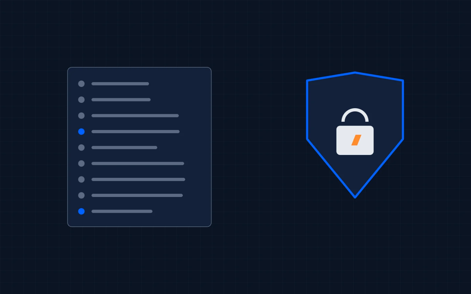 Illustration of patient records next to a security shield with a lock