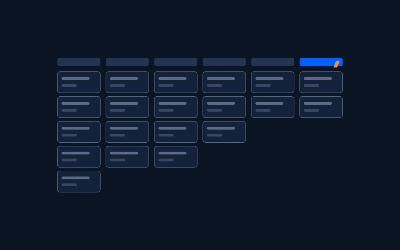 Illustration of a deal pipeline board with stage columns