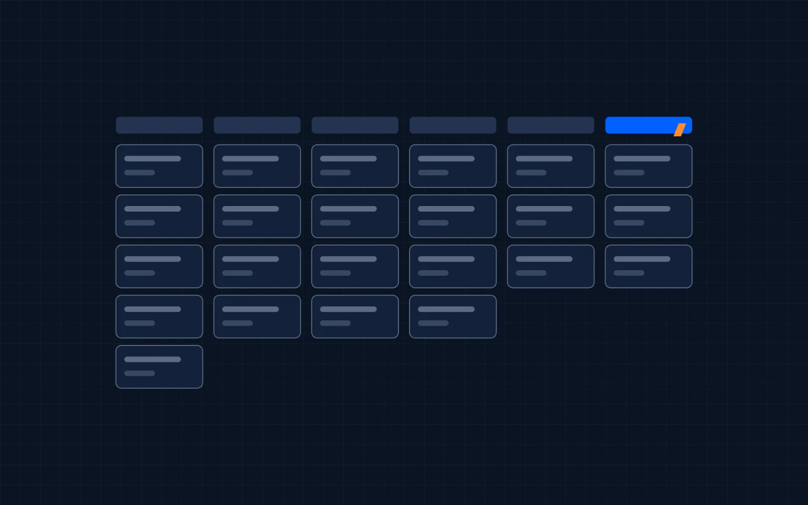 Illustration of a deal pipeline board with stage columns