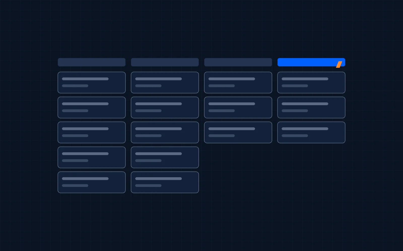 Illustration of a deal pipeline board with stage columns
