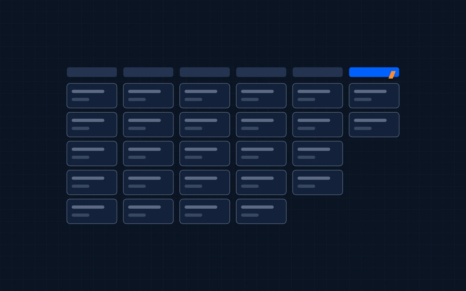 Illustration of a deal pipeline board with stage columns