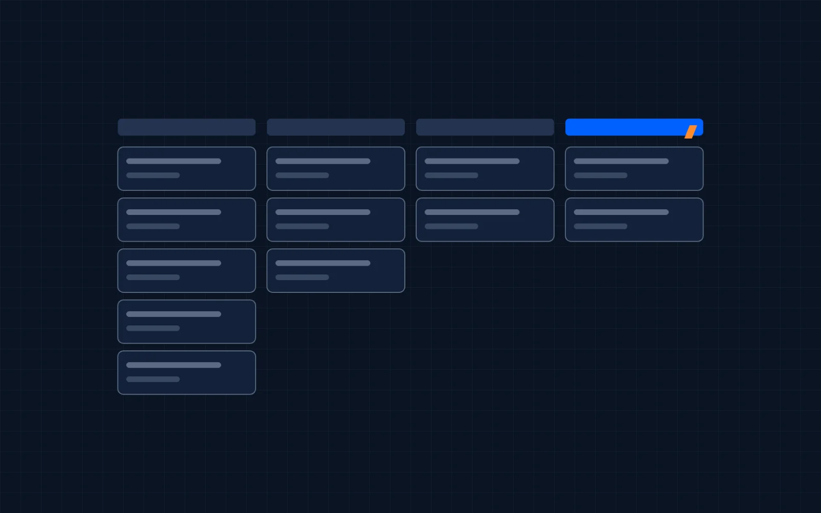 Illustration of a deal pipeline board with stage columns