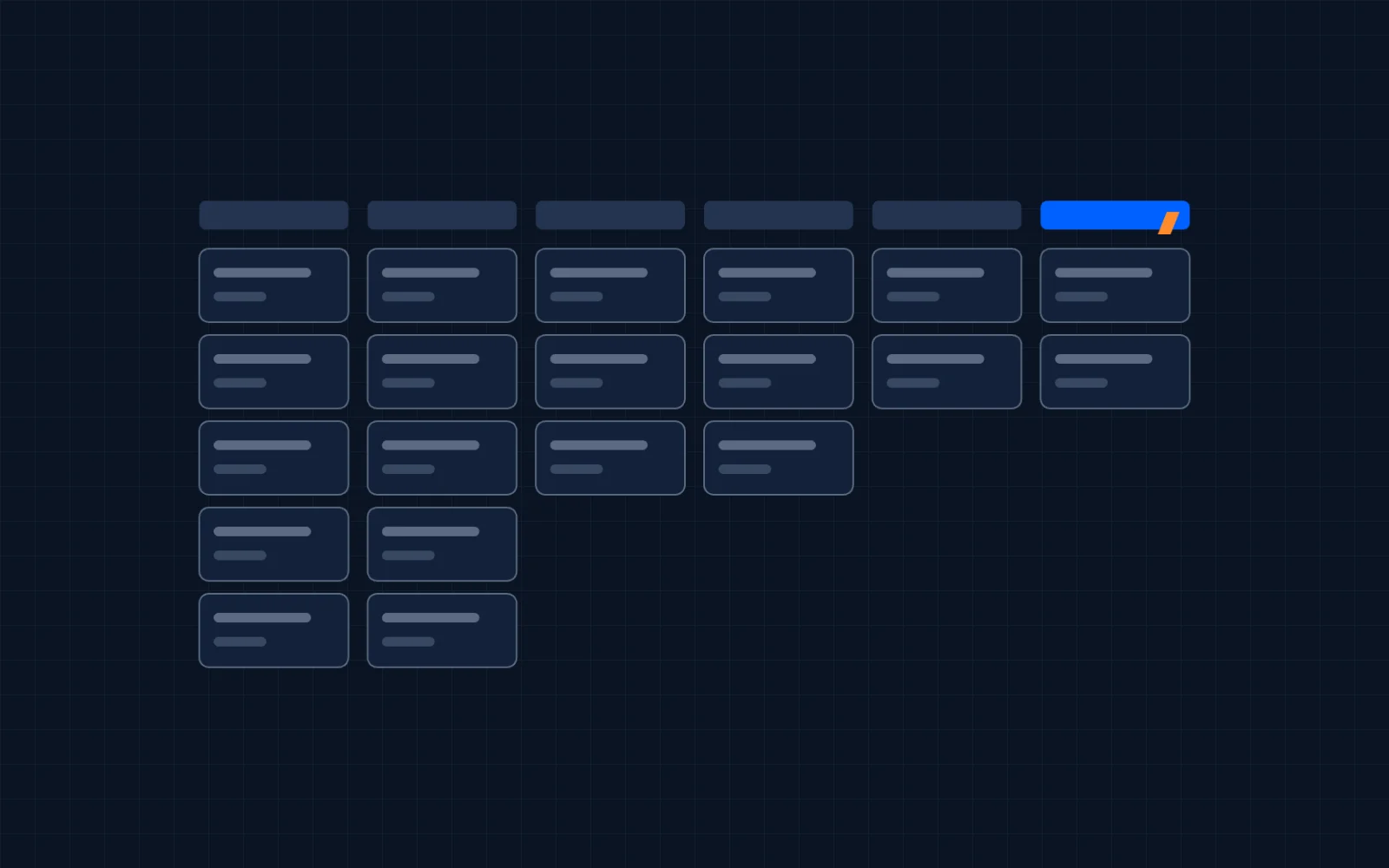 Illustration of a deal pipeline board with stage columns