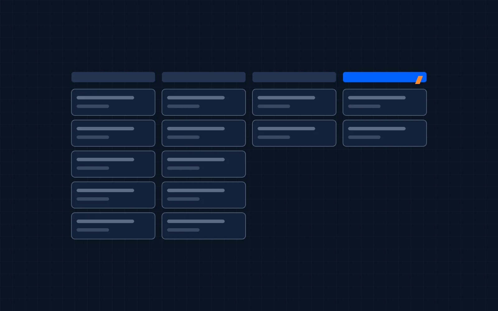 Illustration of a deal pipeline board with stage columns