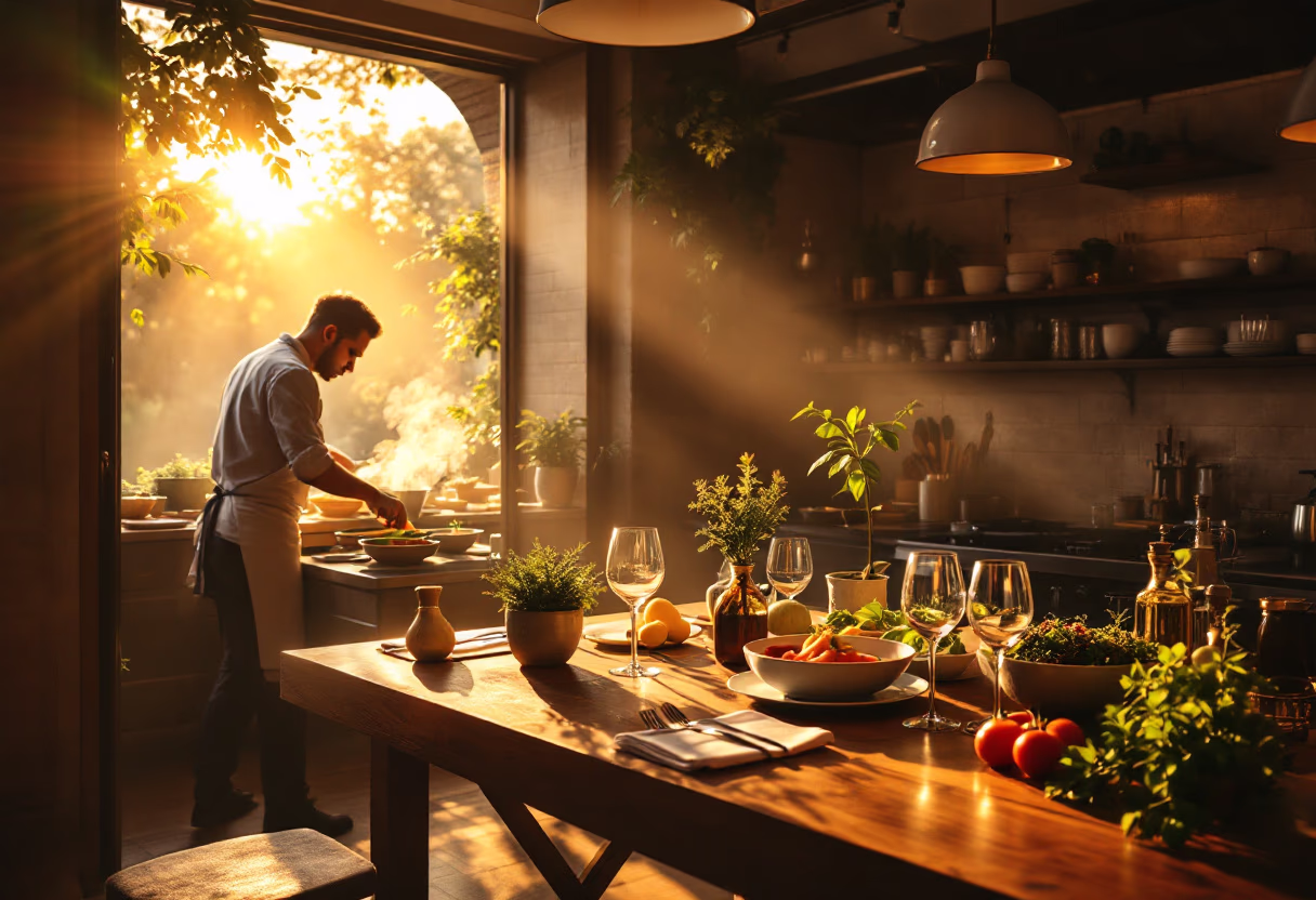 image of kitchen during service (for a fine dining restaurant)