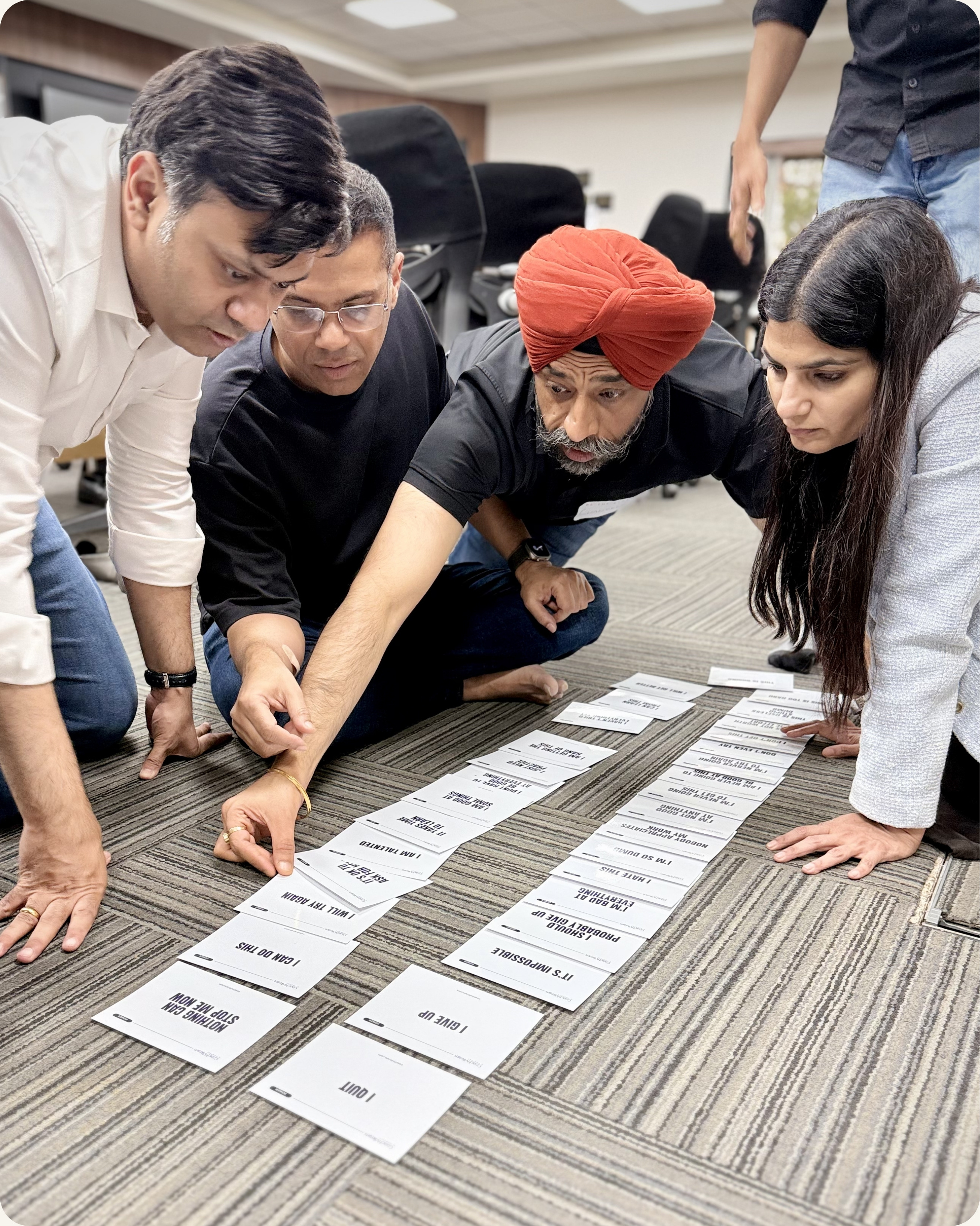 Senior leaders engaged in hands-on executive presence training exercise in Mumbai India — CoachVikram & Company