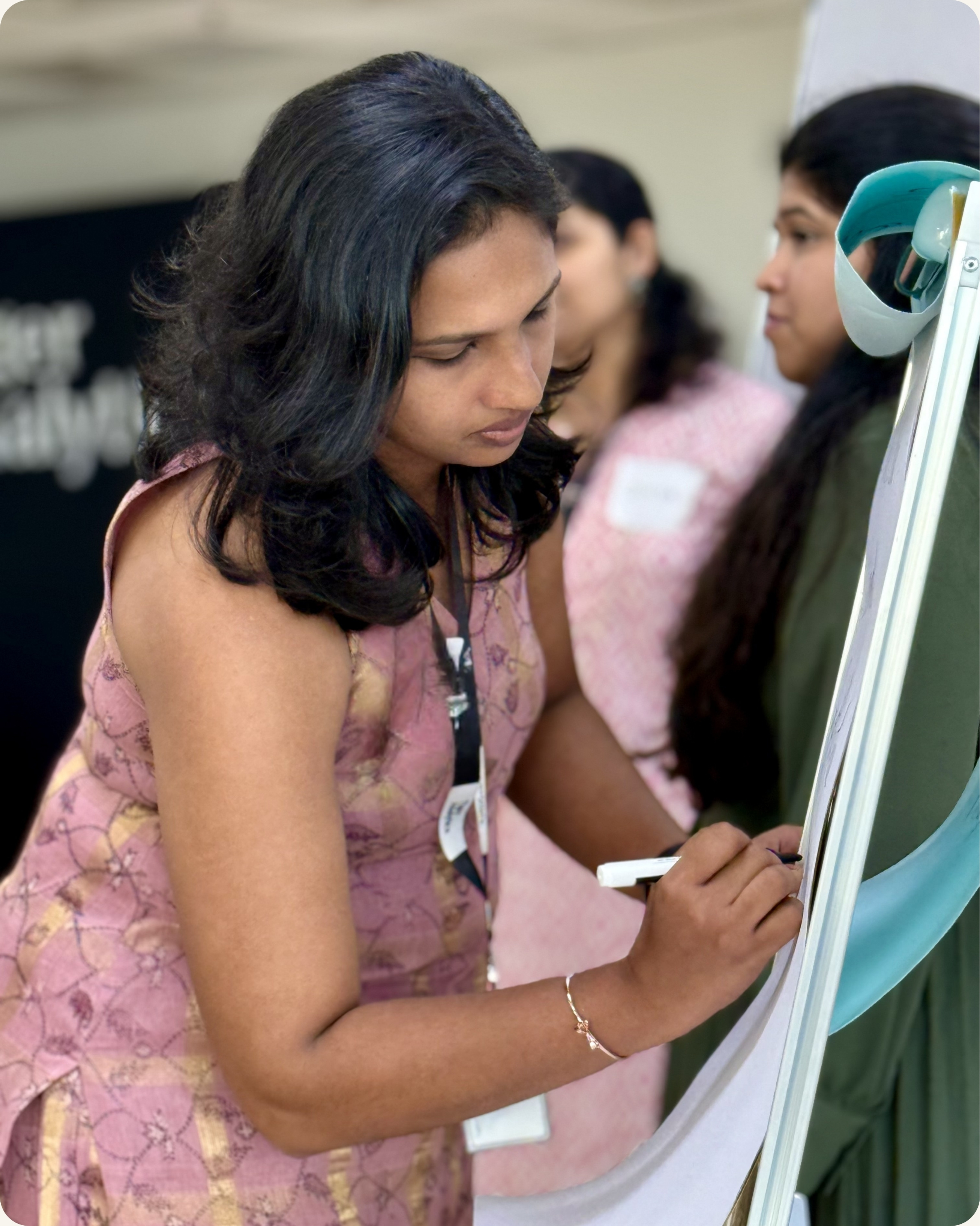 Indian professional woman actively participating in executive presence workshop exercise in Dallas Texas — CoachVikram & Company