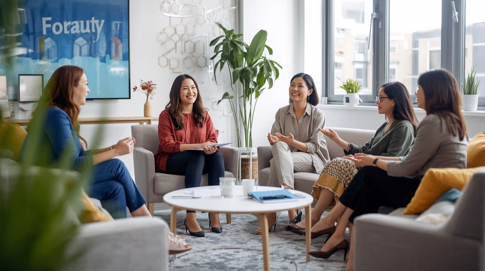 Mental health group practice team meeting on hiring, leadership, and operational strategies for expansion