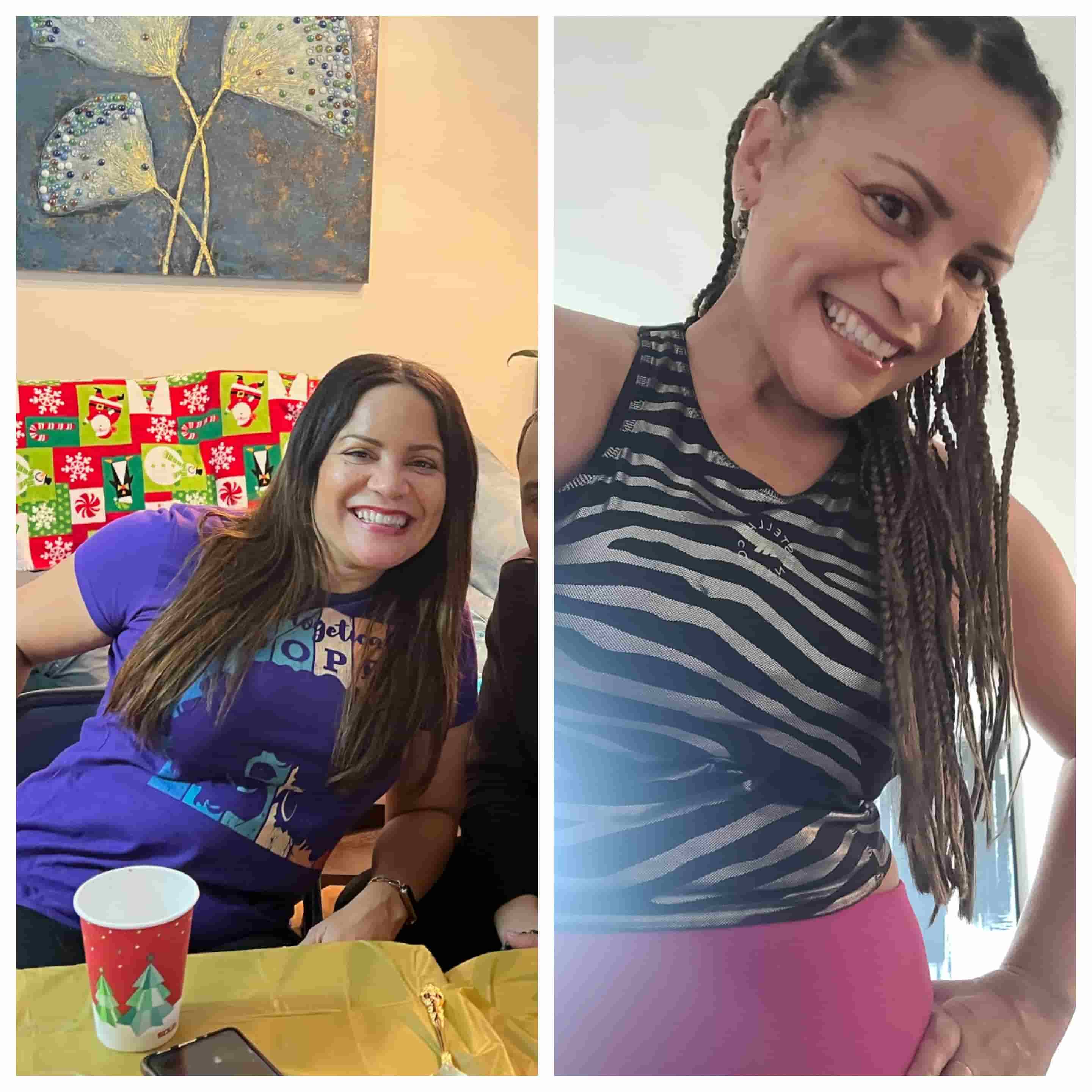 Before and after image showing a Ayanna Sylvey's personal transformation, symbolizing the success and freedom achieved through effort