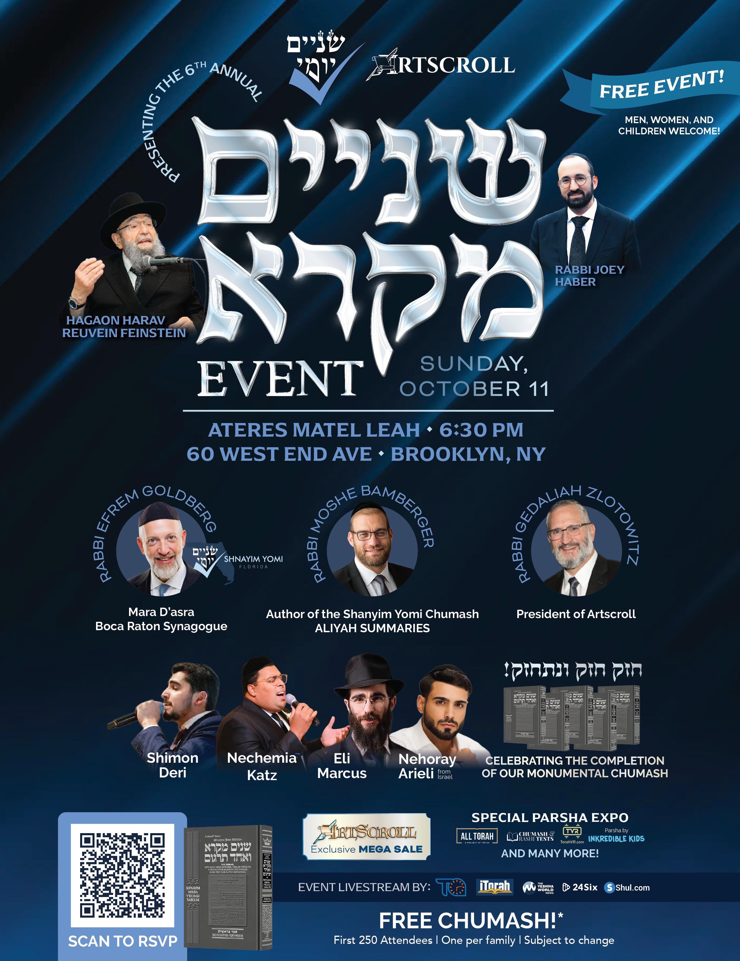 6th Annual Shnayim Mikra Event, Sunday October 11 at Ateres Matel Leah, Brooklyn