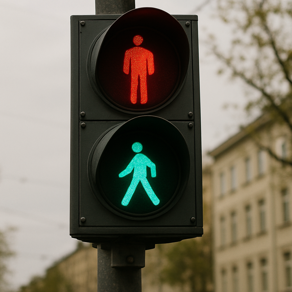 Traffic light with a walk signal