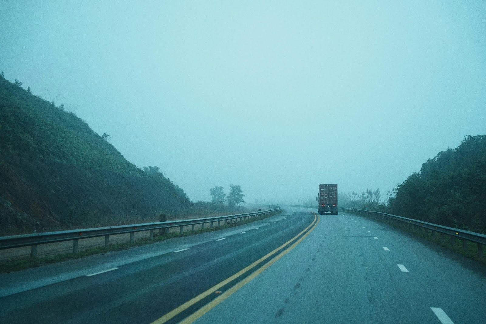 Scene of a truck accident on the highway