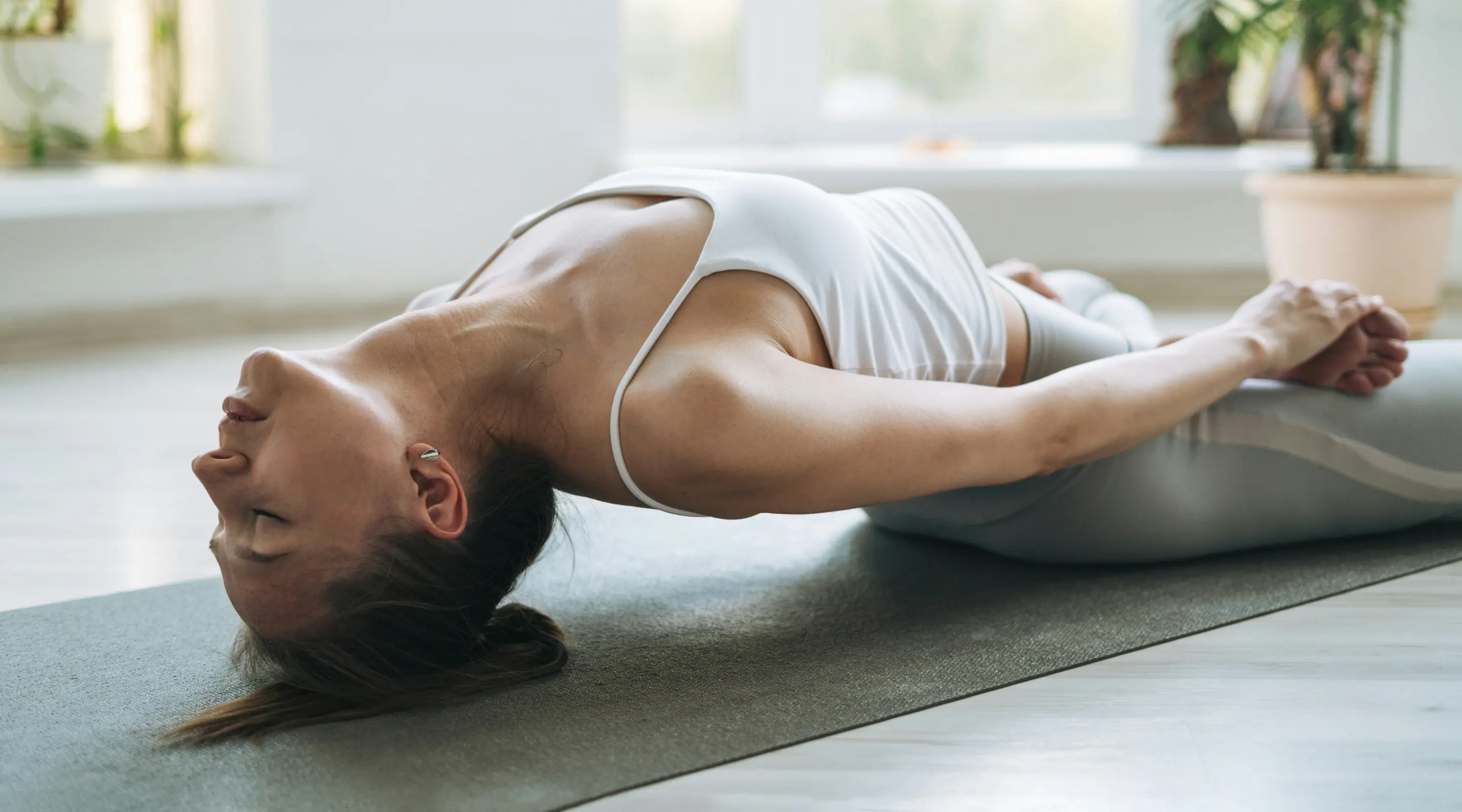 A woman is exercising