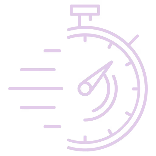 Icon of a stopwatch with motion lines indicating speed or fast timing.