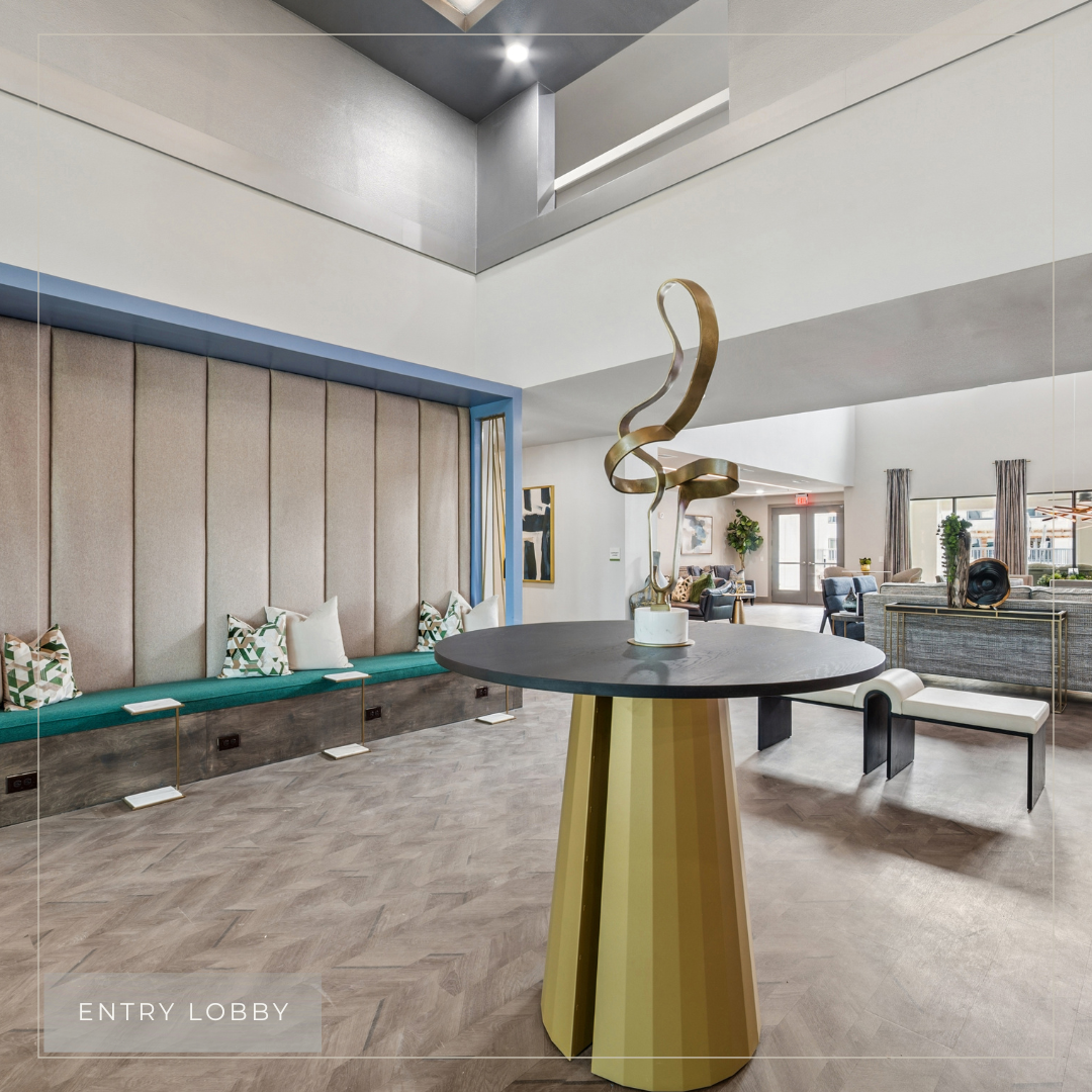 Entry into lobby with statue