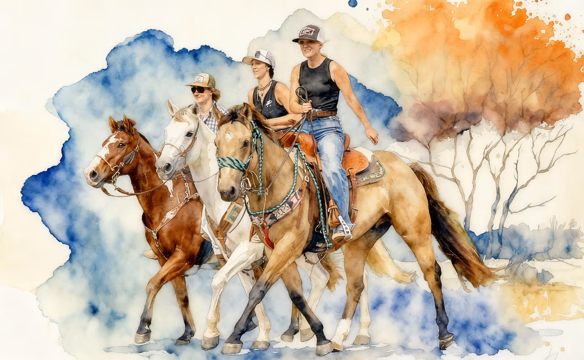 3 women riding horses in winnsboro, tx trail ride